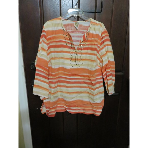 J M COLLECTIONS LADIES STUDDED TUNIC STYLE TOP SIZE L - Picture 1 of 4